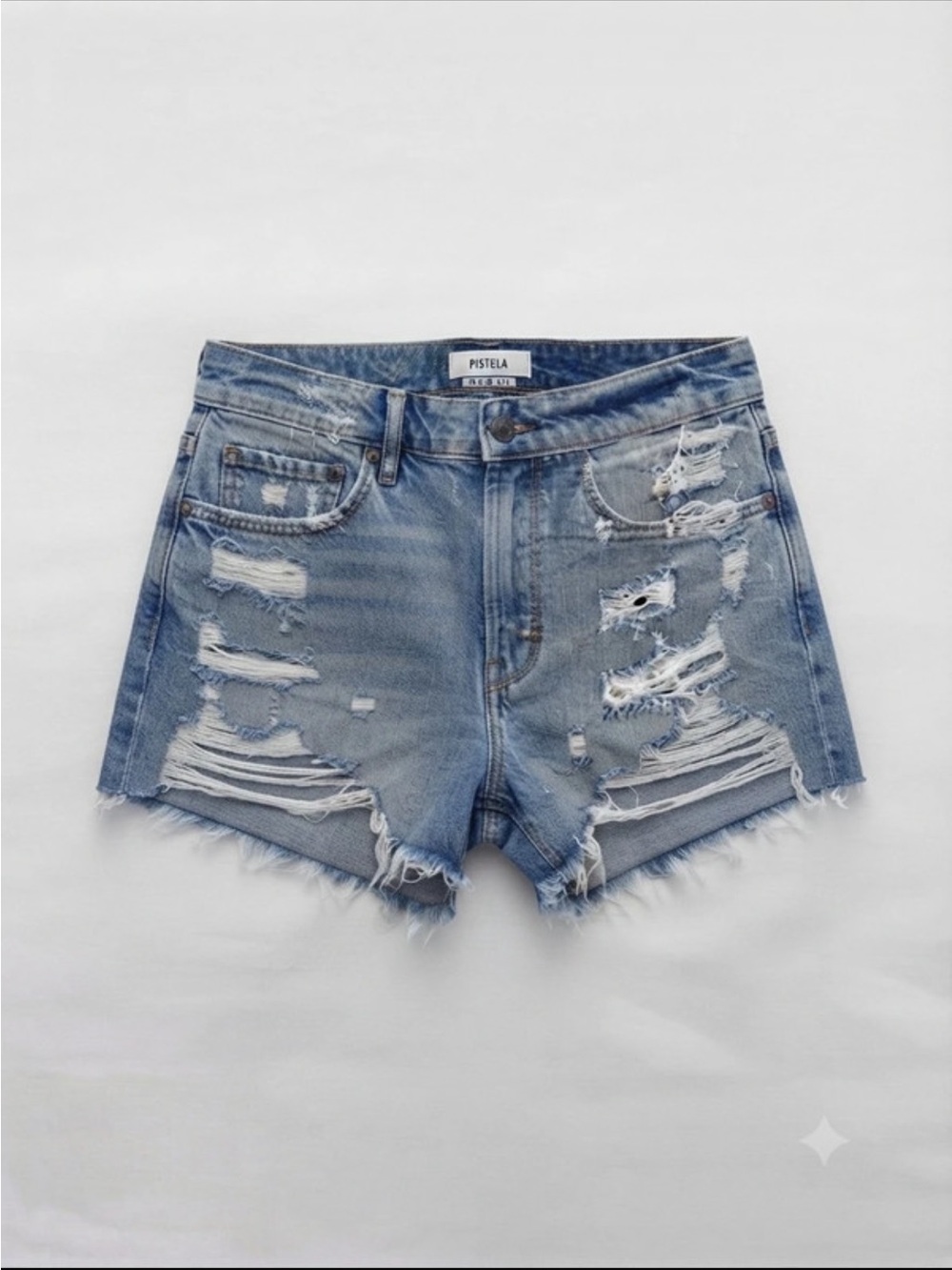 Women's Light Blue Distressed Pistola Denim Shorts
